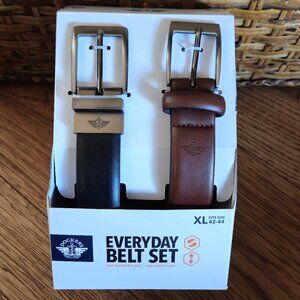 Men's Dockers Everyday Belt Set - Black and Brown Size XL 42-44